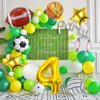 9 Pieces Sports Balloons, Football, Basketball, Baseball, Volleyball, Golf and Soccer Foil Balloon, Sports Birthday Number Mylar Foil Balloon, Sport Theme Birthday Party Supplies Decorations (4th)