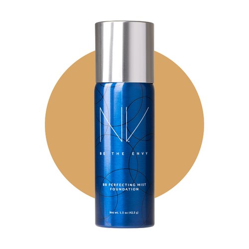 NV BB Perfecting Mist Foundation Buildable Coverage Professional Airbrush Makeup with Plant-based Stem Cell Polypeptides, Vitamins A, D, E and Aloe, 1.5 ounces, Warm Honey