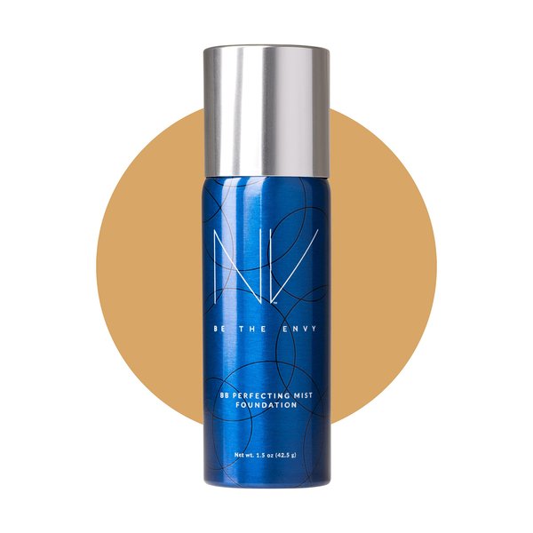 NV BB Perfecting Mist Foundation Buildable Coverage Professional Airbrush Makeup with Plant-based Stem Cell Polypeptides, Vitamins A, D, E and Aloe, 1.5 ounces, Warm Honey