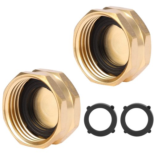 Sanpaint 2 Pack Garden Hose End Caps with Washers, Brass Spigot Cap, 3/4" Female End Cap