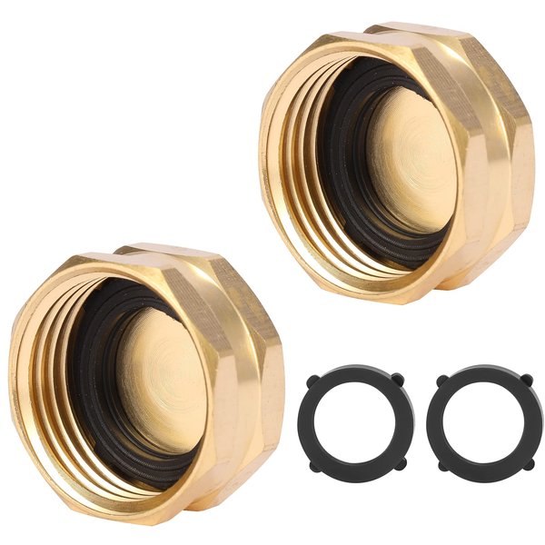 Sanpaint 2 Pack Garden Hose End Caps with Washers, Brass Spigot Cap, 3/4" Female End Cap