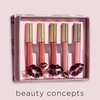 Beauty Concepts 5-Piece Matte Liquid Lipstick Set - Vivid Reds and Pinks, Long-Lasting Formula (2ml each), Pink