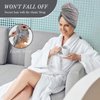 Kitzor Microfiber Hair Towel Wrap for Women - Ultra Soft and Absorbent Hair Towel with Elastic Band for Curly, Thick or Long Hair - Beige