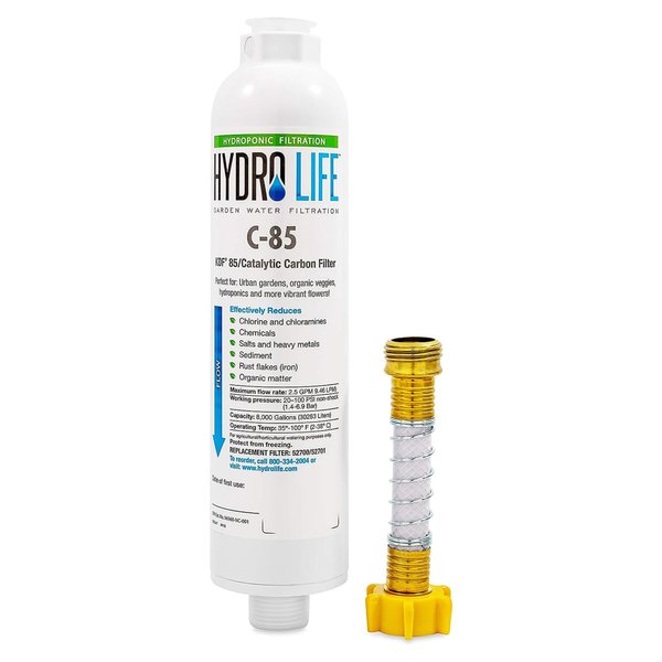 Camco Hydro Life 52700 Inline Water Filter (with Flexible Hose Protector, Hydroponics C-85)