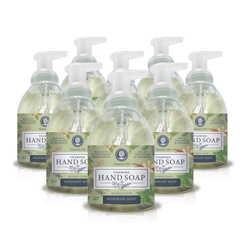 Nature's Oil Foaming Hand Soap, Rosemary Mint, 10 Fluid Ounces (Case of 8)