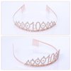 10th Birthday Sash and Tiara Set Rose Gold Birthday Sash Crown Birthday Party Favors Supplies for Girls Birthday Party