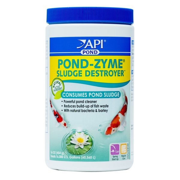 API POND-ZYME SLUDGE DESTROYER Pond Cleaner With Natural Pond Bacteria And Barley, 1-Pound Container