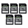 PNY 32GB Elite Class 10 U1 V10 SDHC Flash Memory Card 5-Pack - 100MB/s Read, Class 10, U1 Full HD, UHS-I, Full Size SD