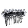 Smokey Silver Glow Floral Crystal Bouquet Hair Comb