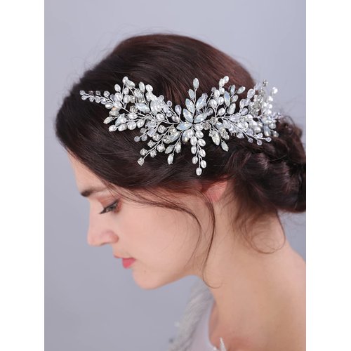 JWICOS Wedding Crystal Hair Combs Bridal Pearl Side Comb Wedding Hair Accessories Bridal Headpieces for Women and Girls