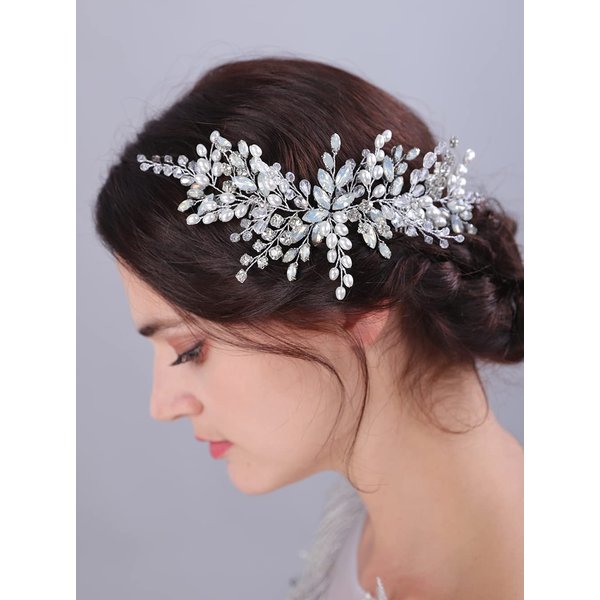 JWICOS Wedding Crystal Hair Combs Bridal Pearl Side Comb Wedding Hair Accessories Bridal Headpieces for Women and Girls