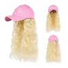 SUNBORRY Wig Hats with Long Wavy Hair Extensions for women, 20 Inch, Pink Baseball Cap with Hair, Adjustable Hat with Hair Attached, Trim hair length for Daily Party Use