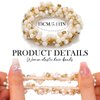 Fashey Pearl Hair Ties Rhinestone Ponytail Holder 3 Pcs Flower Hair Scrunchies Beaded Elastic Hairband Hair Accessories for Women (type B)