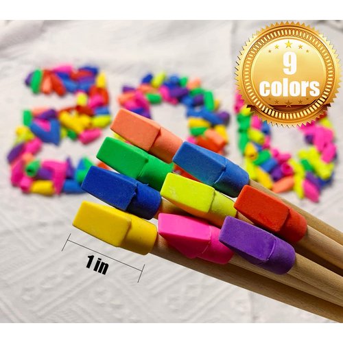 Pencil top Erasers,200 Pack,Pencil erasers Toppers,Cap erasers,Pencil Eraser caps,Eraser Tops,Pencil top erasers for Kids,Cap erasers for Pencils Bulk,9 Colors