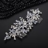 Teyglen Bride Wedding Rhinestone Hair Comb Bridal Crystal Headpiece Silver Crystal Wedding Headband with Comb Handmade Leaf Hair Piece Hair Accessories for Women Girls (Silver)
