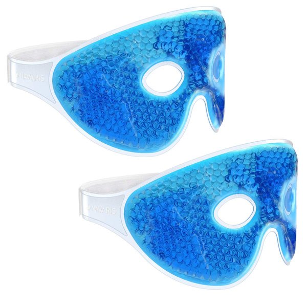Navaris Set of 2 Gel Eye Masks - 2X Reusable Eye Masks for Hot/Cold Use