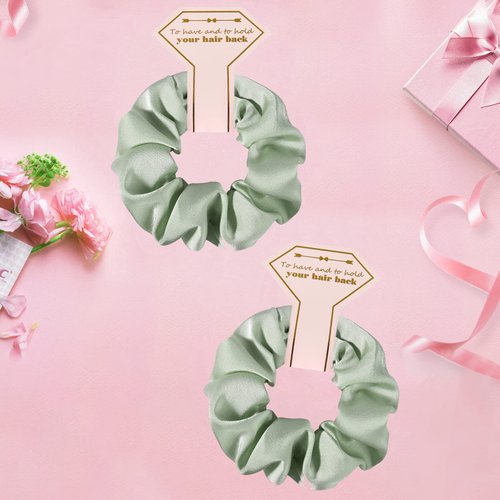 Hasoar New Smooth linen Satin Bridesmaid Scrunchies 12 pack Proposal Gifts Elastics Hair Ties Scrunchies Bachelorette Party Favors Satin Bridesmaid Gift for Bridal Wedding Parties guests (Sage green)