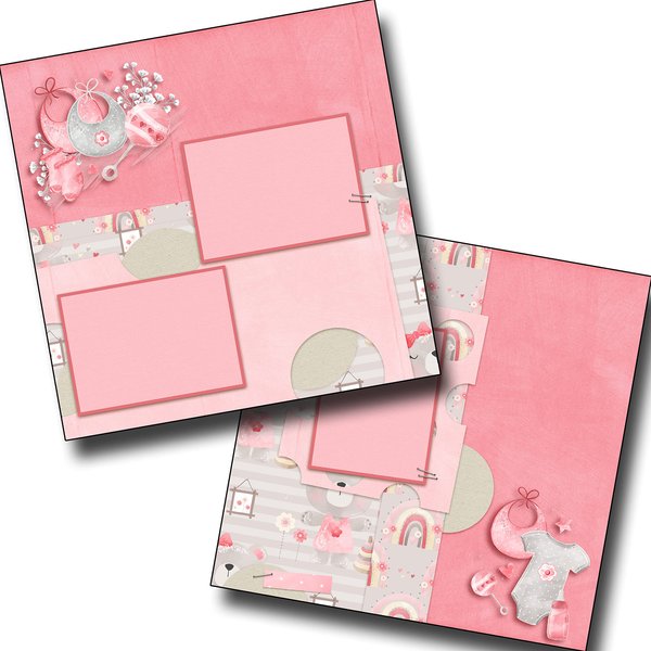 EZscrapbooks Precious Baby Girl - Premade Scrapbook Pages - EZ Layout 6132, 12''x12''