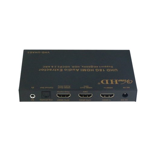 ViewHD UHD 18G HDMI Audio Extractor/Splitter Support HDMI v2.0b | HDCP v2.2 | 4K@60Hz | HDR | ARC | 3.5MM Analog Audio Output | Toslink Optical Audio Output | HDMI Audio Output | Model: VHD-UHAE2