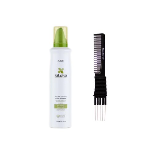yper Asp Kitoko Volume - Enhance Active Treatment (8.5 oz) with Teasing Comb Pack 1