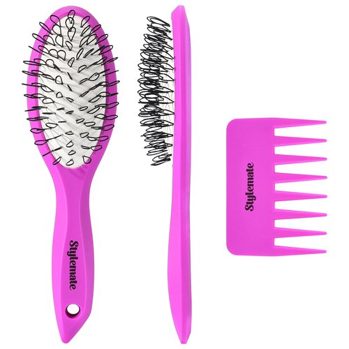 Stylemate Wig Brush Comb Set, 2pcs Professional Extension Brush with Ergonomic Travel Size Design for Human and Synthetic Hair