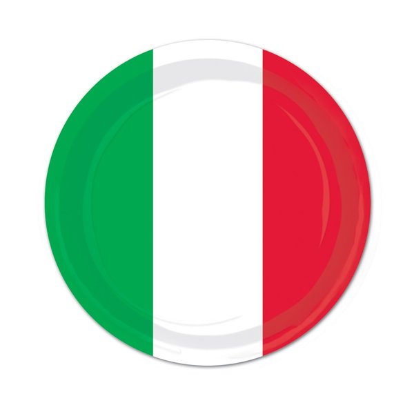 Beistle Italian Red White and Green Paper Plates