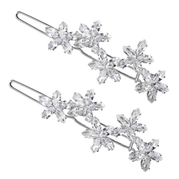 2Pcs Sparkly Crystal Hair Clips, Rhinestones Bobby Hair Pins, Hollow Geometric Hair Barrettes, Elegant Metal Hairpin Hair Accessories Headwear Styling Tools, Gifts for Women Girls