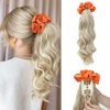 BUPPLER Ponytail Extension with Scrunchies Ponytail Wig Claw Clip in Fake Ponytail Hair Extensions Synthetic High/Low Pony Tail Hair Piece for Women (Orange Scrunchie Blonde to Highlights Wavy)