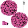 Terossy 180 Fine Grit Sanding Bands for Nail Drill, 200Pcs Nail Sanding Bands Nail Drill Bits with 1 Mandrel, Electric Nail Sanding Bits for Manicures and Pedicures, Pink