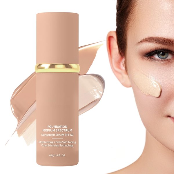 4 in 1 foundation Liquid - Hydrating Medium Full Coverage Concealer with SPF 50+, Inspired Longwearing & Waterproof Makeup 1.4 oz