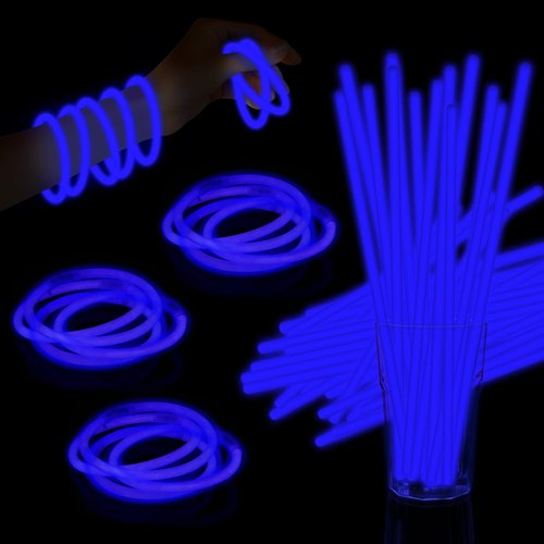 Taikula 60 Pack 8” Blue Glow Sticks Bracelet Bulk Glow Sticks with 60 Connectors Neon Glow In The Dark Party Supplies for Christmas Holiday Decoration Party Carnival (Blue)