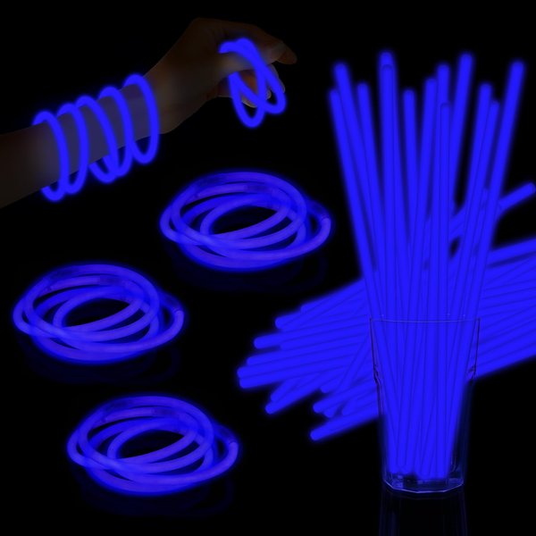Taikula 60 Pack 8” Blue Glow Sticks Bracelet Bulk Glow Sticks with 60 Connectors Neon Glow In The Dark Party Supplies for Christmas Holiday Decoration Party Carnival (Blue)