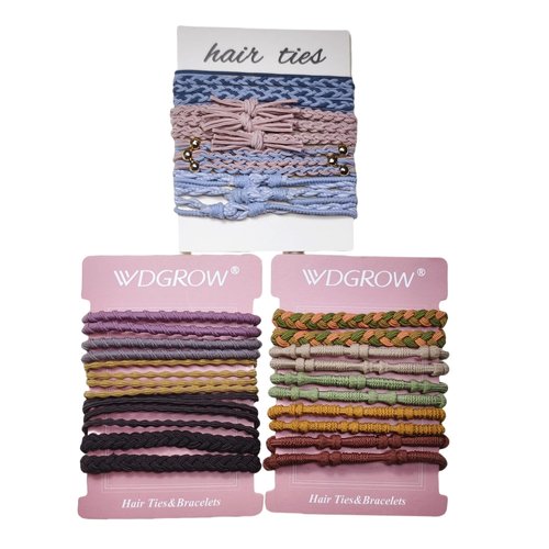 32pcs Boho Hair Ties Bracelets,Muti Style,Ponytail Holders for Women and Girls,Cute Hair Bands for Thick or Thin Hair, No Damage Elastic Hair Tie, Hair Accessories (Blue)