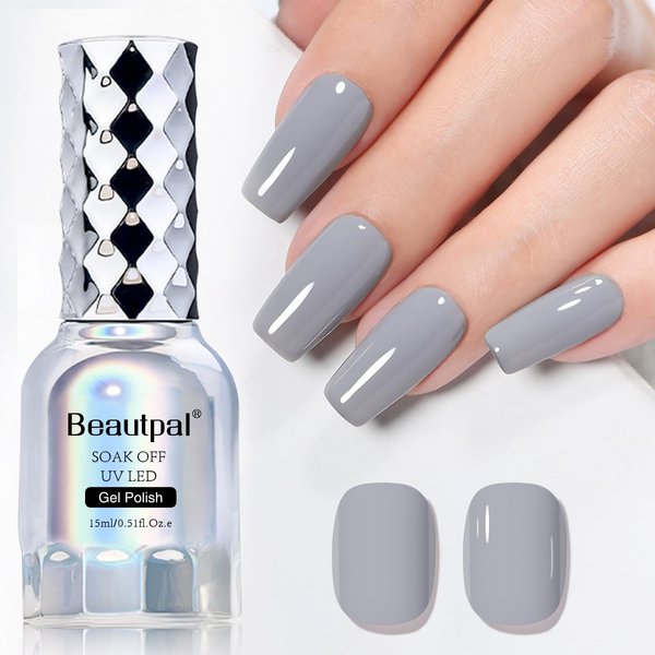 Larvall BEAUTPAL Grey Gel Nail Polish 15ML Soak Off UV LED Gel Polish Nail Art Manicure Salon DIY at Home, Color 124 Seaside Mist