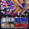 12 Grids Independence Day Star Nail Art Glitter Nail Sequins Holographic Red Blue Five-Pointed Star Nail Glitter for Nail Art Supplies 3D Gold Silver Glitter Flakes 4th of July Nail Decor for Women