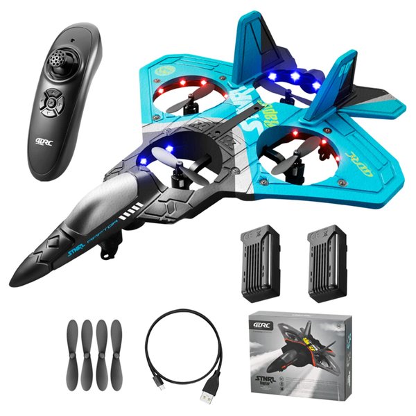AUGARDEN V17 Jet Fighter Stunt RC Plane 2023 New 2.4GHz Remote Control Airplane with 2 Batteries, 360° Drop-Resistant Stunt Spin Remote & Light RC Airplane Gifts for Kids Boys