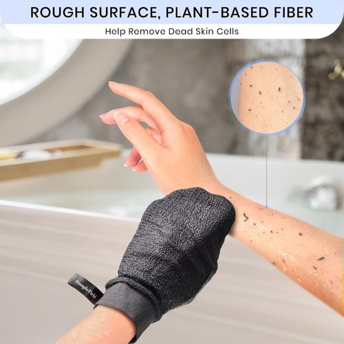 SimpleField Korean Exfoliating Mitt for Remove Dead Skin. 2 Pack 100% Viscose Deep Exfoliating Gloves - Great for Body Scrub, Keratosis Pilaris and Self Tanning. Easily Smooth Skin Surface.