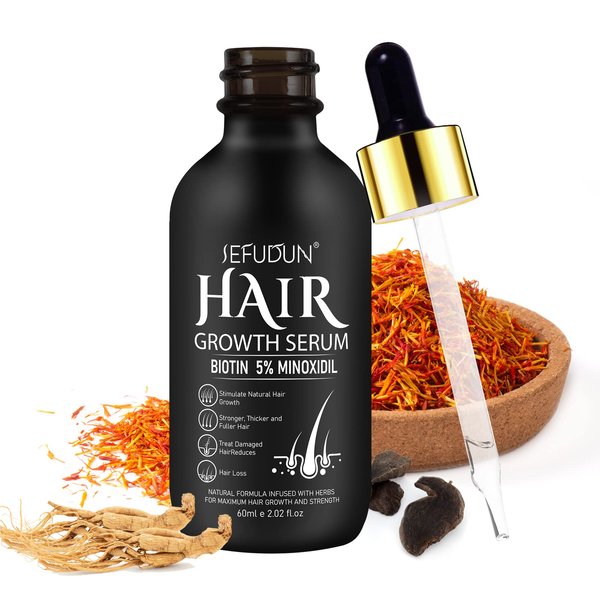 5% Minoxidil for Men Women Hair Growth Serum, Minoxidil Hair Growth Oil for Men Beard Hair, Minoxidil Hair Loss Treatments for Women Hair Loss, Thicker Healthier Hair- 2.02 oz