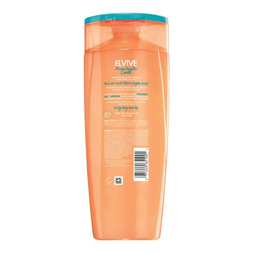 L'Oreal Paris Elvive Dream Lengths Curls Moisture Push Shampoo, Paraben-Free Curly Hair Shampoo with Hyaluronic Acid and Castor Oil, 12.6 Fl Oz