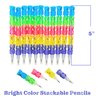 Zugar Land Colorful Transparent Stackable Bear Shaped Pencils (5") Fine Point Already Sharpened Ready to Use! 5 Parts and 5 Colors Each! Plastic. Party Favor, School Supplies (24)