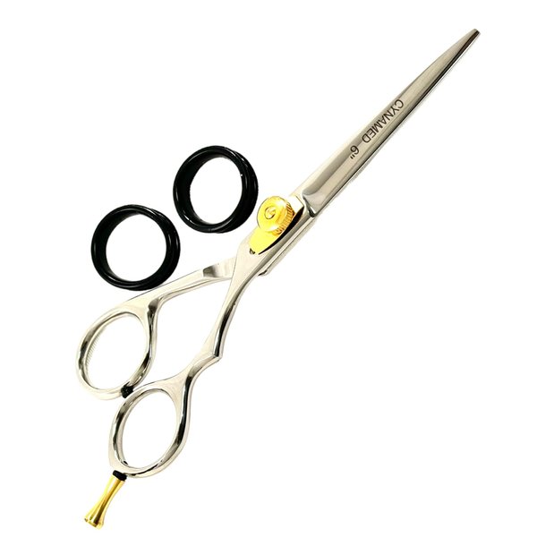 GERMAN PROFESSIONAL BARBER SCISSORS HAIRDRESSING SHEARS WITH GOLD RINGS SIZE 6" HAIR CUTTING SCISSORS (CYNAMED)
