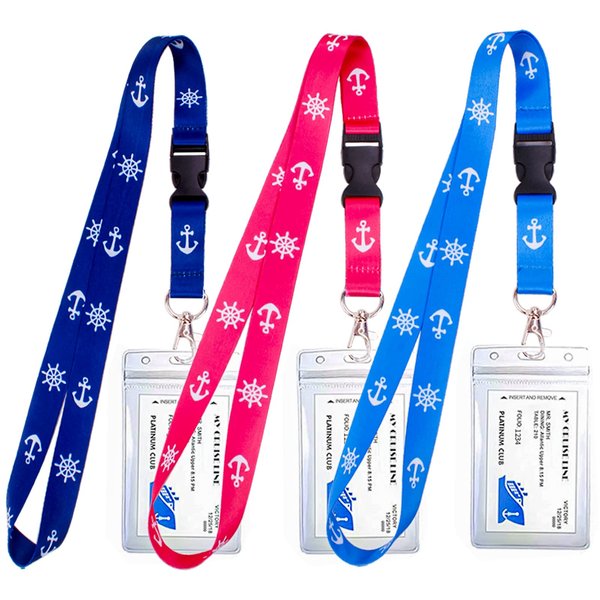 Cruise Lanyards, 3 Pack Waterproof Cruise Lanyard with Detachable Buckle & ID Badge Holder for Cruises Ships Key Cards, Cruise Essentials & Must Have Accessories (Light Blue + Dark Blue + Red)