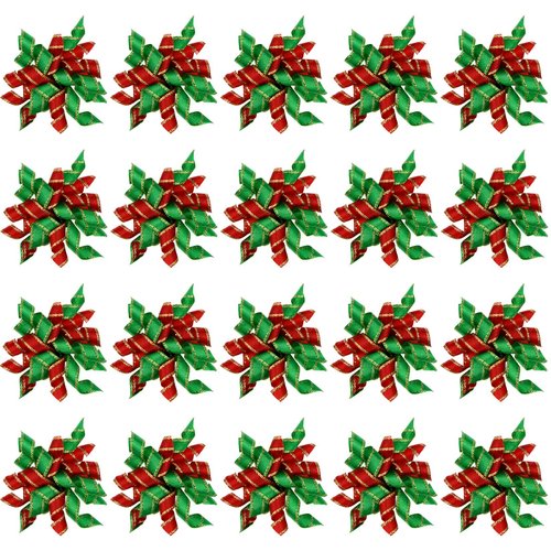 Tongcloud 20 pcs Pet Dog Cat Hair Bows for Xmas Dog Puppy Cat Christmas Hair Bows Hair Accessories with Rubber Bands