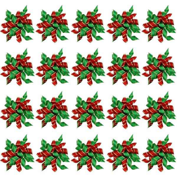 Tongcloud 20 pcs Pet Dog Cat Hair Bows for Xmas Dog Puppy Cat Christmas Hair Bows Hair Accessories with Rubber Bands
