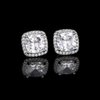 CZ Stud Earrings, Halo Stud Earrings for Women YOMELA White Gold 10MM Square Cubic Zirconia Stud Earrings Hypoallergenic for Women
