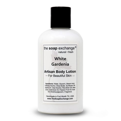 The Soap Exchange Body Lotion - White Gardenia Scent - Hand Crafted 8 fl oz / 240 ml Natural Artisan Skin Care for Hand, Face, & Body, Moisturize, Hydrate, & Protect. Made in the USA.