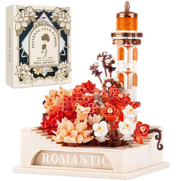 Vziimo Flower Succulent Building Set, Romantic Flowers and Lighthouse Display Model Kit for Adults and Kids 12+, Unique Collection Creative for Mother's Day Lover and Mother (1116 PCS)