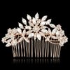 EVER FAITH Wedding Hair Comb Crystal Flower Snowflake Bridesmaids Bridal Hair Accessories Rose Gold-Tone