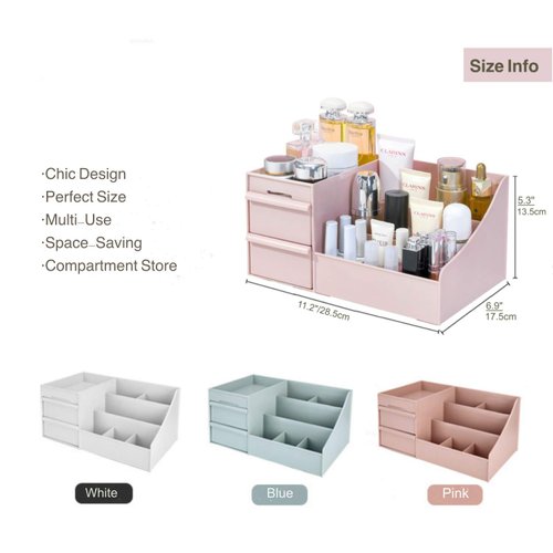 Simbuy Makeup Organizer for Vanity— Bathroom Countertop Cosmetics Organizer with Drawers for Lipstick, Brushes, Lotions, Eyeshadow, Nail Polish and Jewelry (Pink)