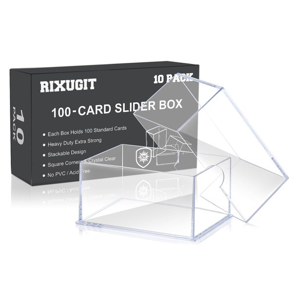 10-Pack 100-Count Deck-Case Card-Box - 2 Piece Trading Card Storage Box, Trading Card Deck Boxes, Clear Card Case Collection Storage Box for Gaming Cards, Sports Cards, Baseball Cards, Playing Cards